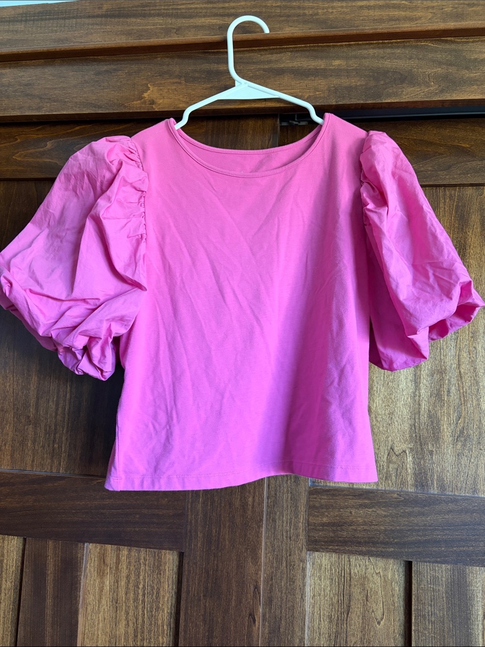 a new day Pink Puff Sleeve Crewneck Tee